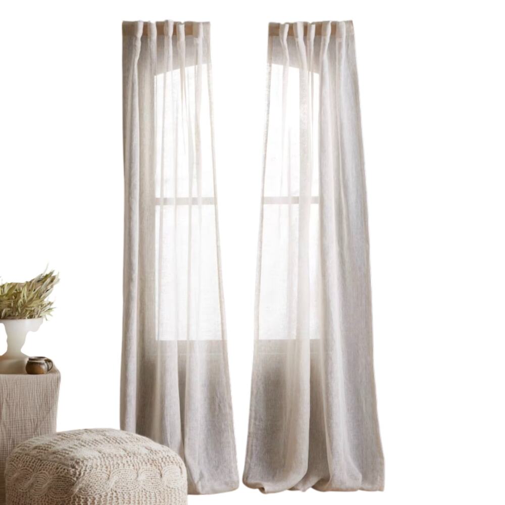 Quince European Linen Sheer Curtains (Set of 2) 48X 84 Flax #26